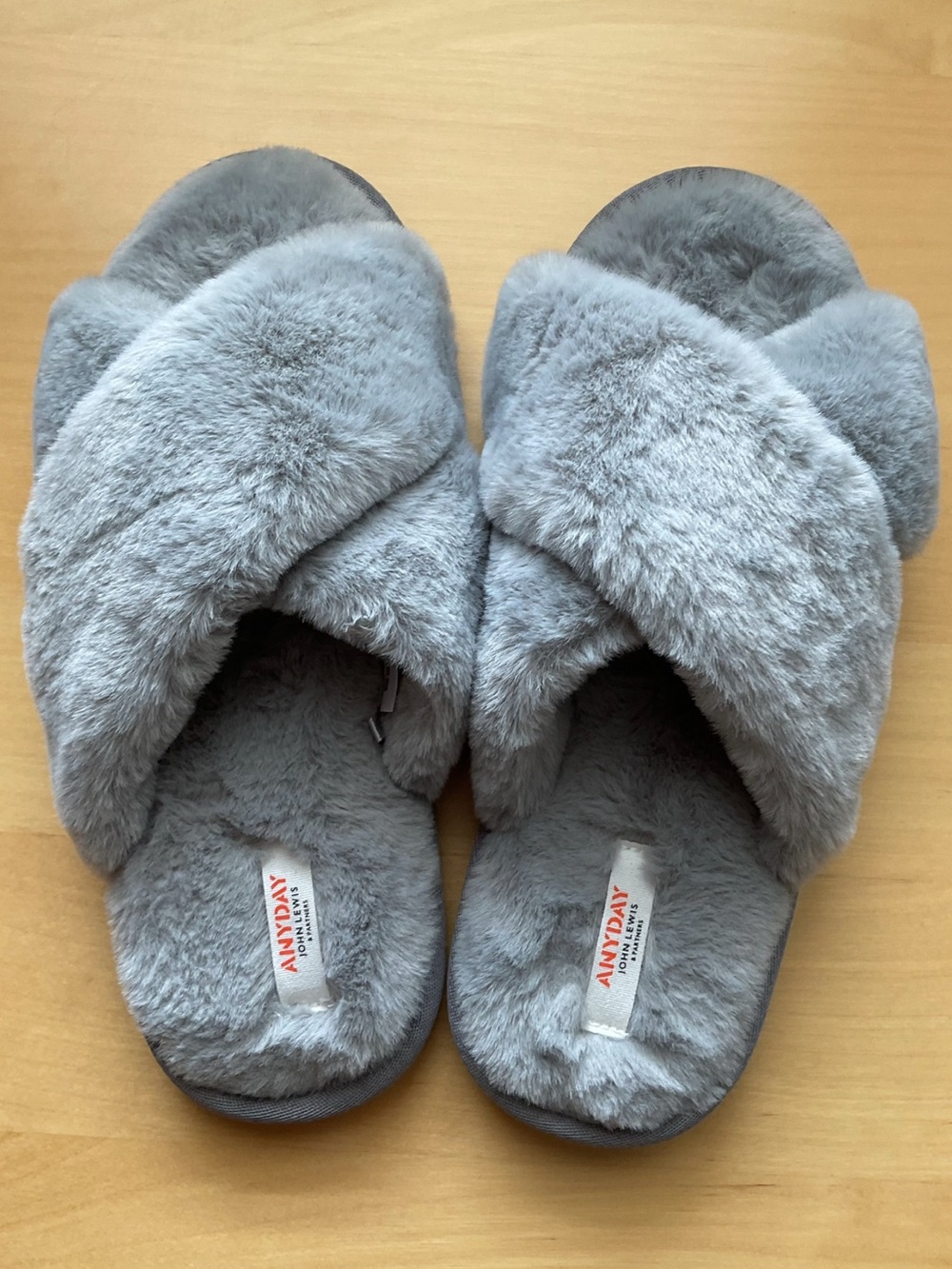 Faux Fur Crossover Slider Slippers, Size US9-10 or UK7-8.